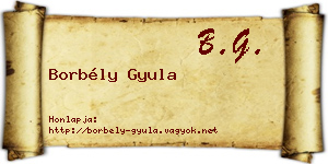 Borbély Gyula névjegykártya
